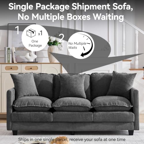 51'' Cloud Loveseat Couch, Love Seats Cloud Couch with 2 Throw Pillows, Modern 2 Seater Sectional Couches with Deep Seat, Modular Sofas for Living Room, Bedroom, Small Apartment, Dark Grey