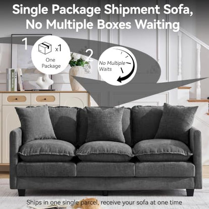 51'' Cloud Loveseat Couch, Love Seats Cloud Couch with 2 Throw Pillows, Modern 2 Seater Sectional Couches with Deep Seat, Modular Sofas for Living Room, Bedroom, Small Apartment, Dark Grey