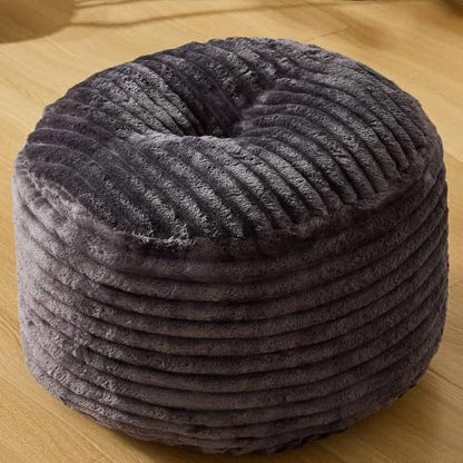 Kisoy Round Pouf Ottoman Floor Poufs Foot Ultra Soft Faux Fur Fabric