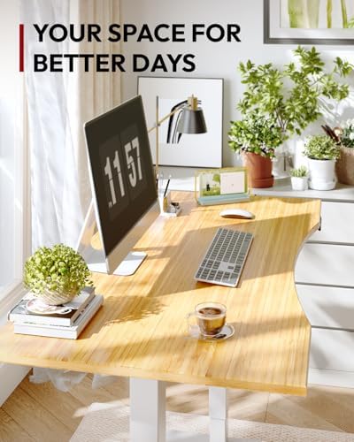 SANODESK Solid Bamboo Dual Motor Standing Desk, 220 lbs, 48×24