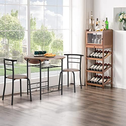 VINGLI 31.5" Drop Leaf Dining Table Set for 2, 3 Pieces Dining Table with Chair for Small Space, Small Kitchen Extendable Folding Dining Table for Dining Room，Home, Apartment, Saving Places, Walnut