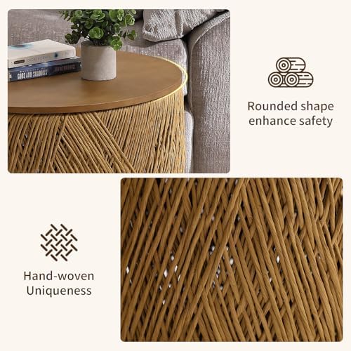 23.75" Round Wooden Nesting Coffee Table Set of 2, Walnut