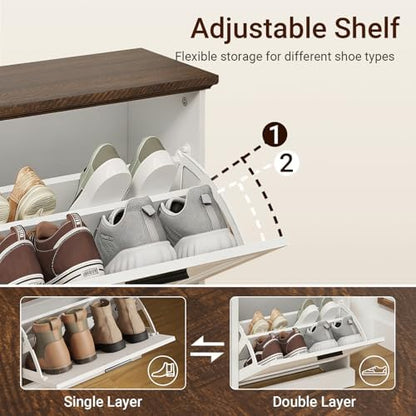 SoBuy Narrow Shoe Bench with Flip Drawers
