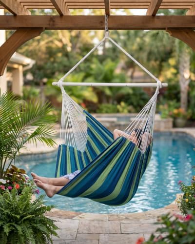 Lulladle 70.9"L XXL Hammock Chair Swing w/2 Cushions & Hardware Kit, 500lbs