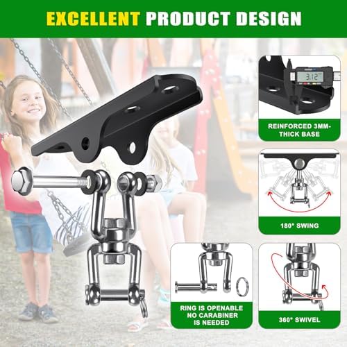 2Pcs 360° Swivel Swing Hanger Swing Ceiling Mount Heavy Bag Hanger Hook
