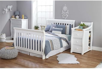 Pemberly Row 73" x 35" 4-in-1 Convertible Crib and Changer Set, Solid Wood Construction, JPMA Certified, White