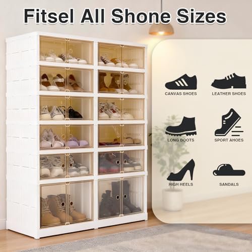 Foldable Shoe Rack, 6 Tiers-24 Pairs Collapsible Shoe Storage Organizer