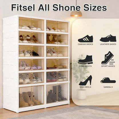 Foldable Shoe Rack, 6 Tiers-24 Pairs Collapsible Shoe Storage Organizer