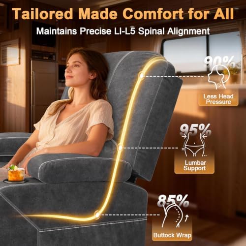Manual Recliner Single Chair, 3X Reclining Sofa Chairs (Velvet, New Grey)