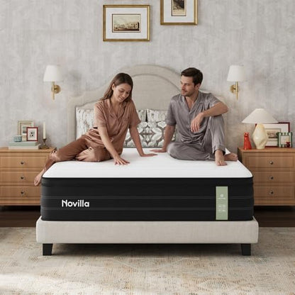Novilla King Mattress 14 Inch, Cooling Hybrid Mattress with Upgraded Coils