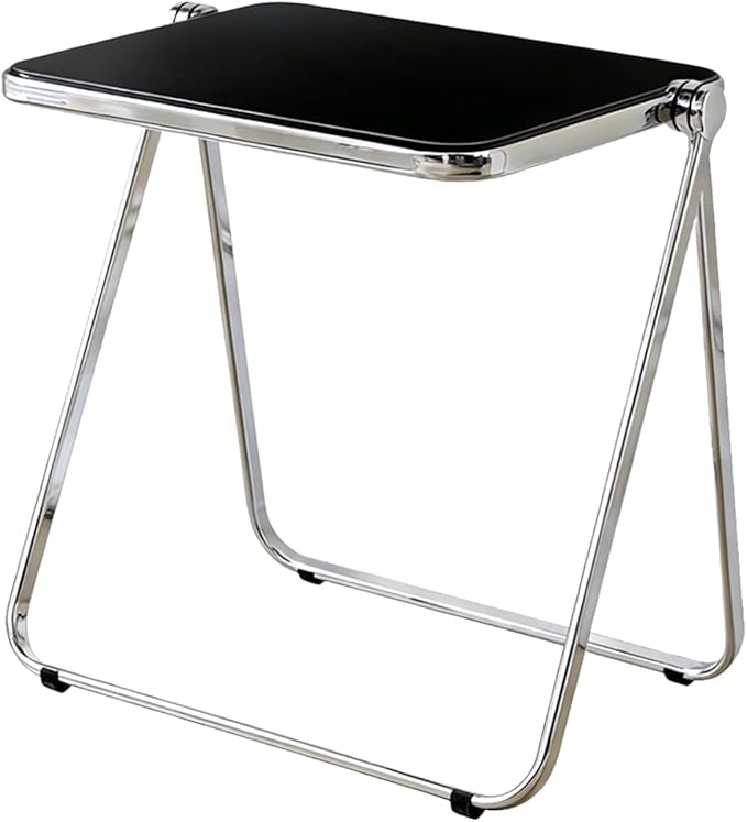 Clear Acrylic Folding TV Tray Table No Assembly Portable Side Desk, Lightweight Compact Computer Table for Small Space Home Office Dorm RV Apartment (Black)