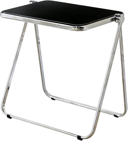 Clear Acrylic Folding TV Tray Table No Assembly Portable Side Desk, Lightweight Compact Computer Table for Small Space Home Office Dorm RV Apartment (Black)