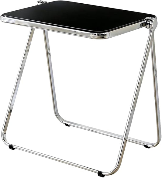 Clear Acrylic Folding TV Tray Table No Assembly Portable Side Desk, Lightweight Compact Computer Table for Small Space Home Office Dorm RV Apartment (Black)