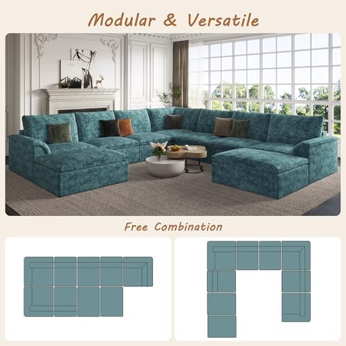 EASE MOOSE Boneless Couch for Living Room, Large Modular Sectional, Blue