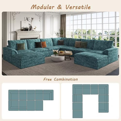 EASE MOOSE Boneless Couch for Living Room, Large Modular Sectional, Blue