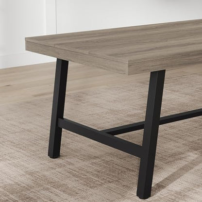 Garvee 71" Rustic Dining Table, Heavy Duty Kitchen Table, Grey Walnut