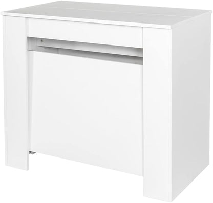Extendable Dining Table, Transformer Console Table for 1-12 People, Space Saving Dining Room Table for Homes, Apartments, White