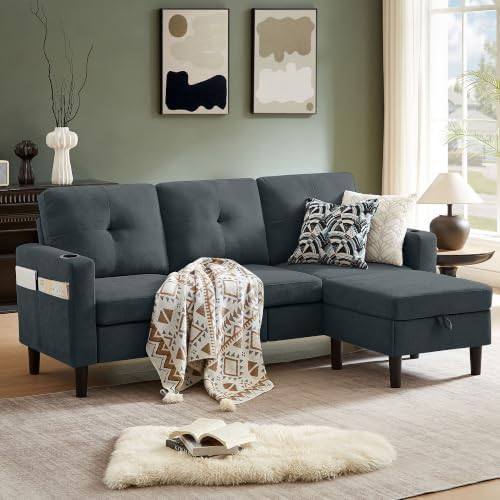 79" Convertible Sectional Sofa, L Shaped 3 Seat Couch with Storage Chaise