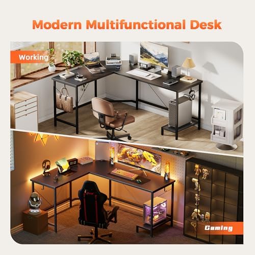 Mericonia 67 inch L Shaped Desk with CPU Stand, Large Corner Gaming Desk