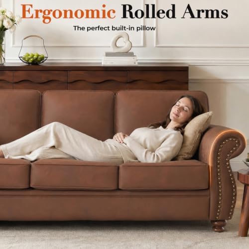 Couchus 2-Piece Sofa Set, 88" 3-Seater, 77" Loveseat, Caramel Rust