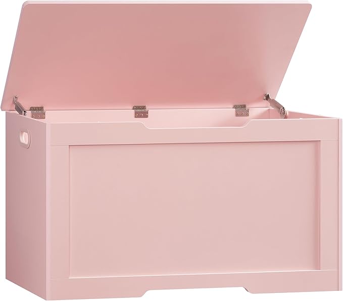 usikey 39.4” Storage Chest, Toy Box with 2 Safety Hinges, Toy Chest, Storage Bench for Bedroom, Supports 220 lb, for Living Room, Entryway, Pink