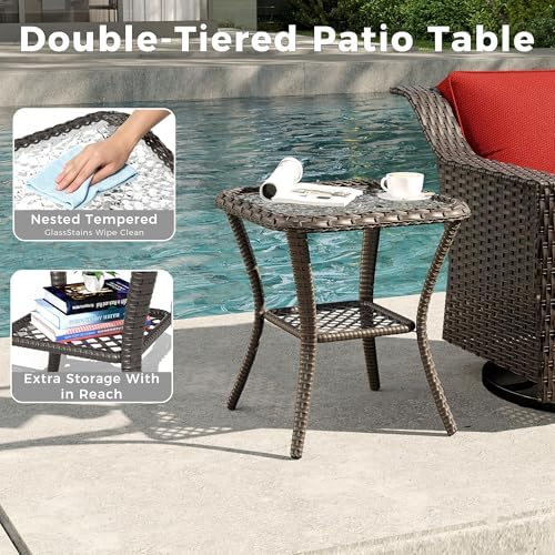 7 Piece Patio Furniture Set, Wicker Outdoor Conversation Set
