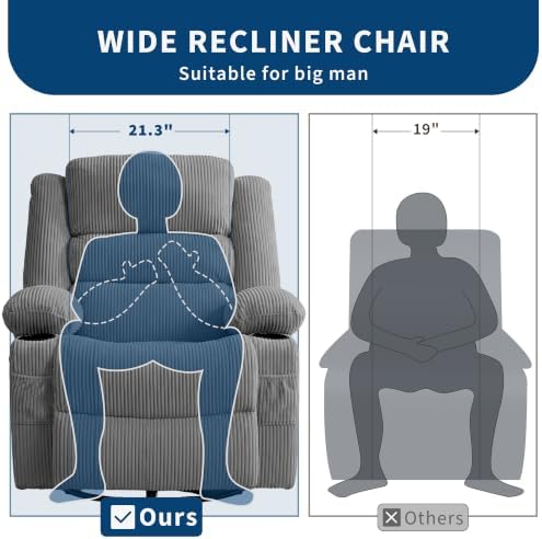 Rocking Recliner Chair For Adults Swivel Recliner Rocker Manual Corduroy