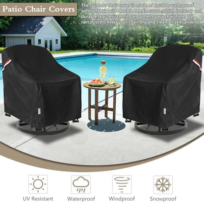 Patio Chair Covers Waterproof 2 Pack, 30" W x 34" D x 36" H