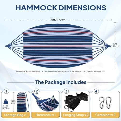 ANYOO Cotton Camping Hammock Portable with Tree Straps Holds 660lbs