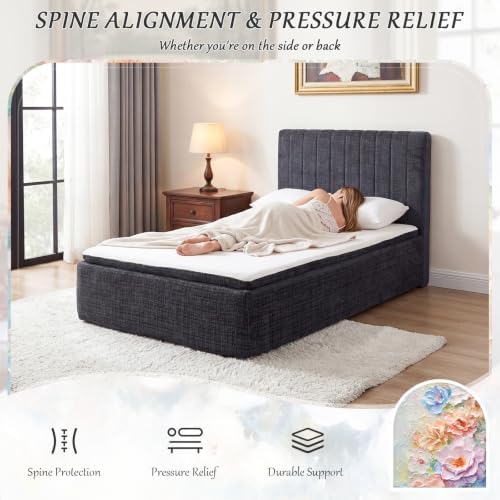 Twin Compression Bed Boneless Bed Frame with Mattress and Headboard