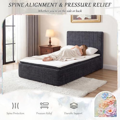 Twin Compression Bed Boneless Bed Frame with Mattress and Headboard