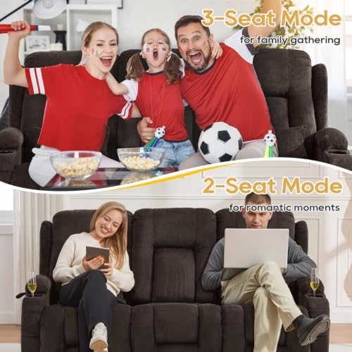 IPKIG Power Loveseat Recliner Sofa with Flip Back Console, 76.8" - 3 Seat
