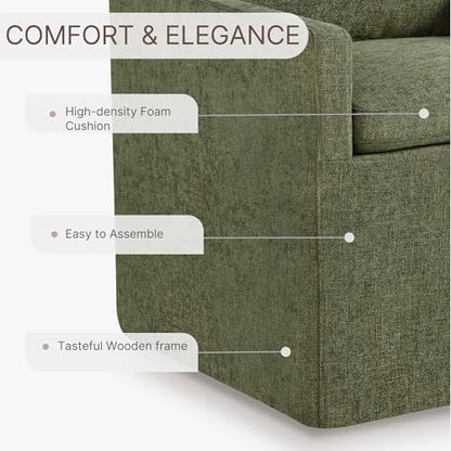 KISLOT Upholstered Dining Chairs Set of 2 with Casters, Moss Green
