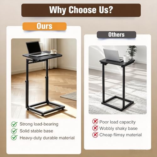 TV Tray Table for Couch,Adjustable C Table,Couch Table for Eating