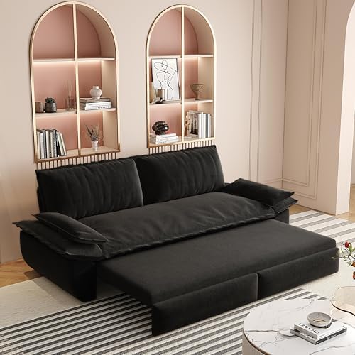 healthomse 73.2" Queen Size Sleeper Sofa Bed, 3-in-1 Convertible Sleeper Sofa Bed, Modern Corduroy Loveseat, for Living Room, Bedroom, Apartment, Office, RV