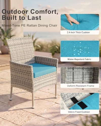 10-Piece Patio Dining Set, 2 Tempered Glass Tables & 8 Wicker Chairs