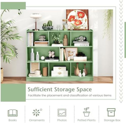 Giantex 8 Cube Bookcase, Freestanding 3-Tier Open Bookshelf, Mint Green