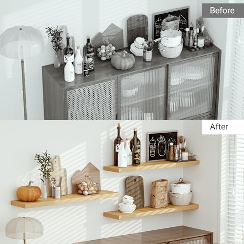 Single Floating Shelves 48x10” Set of 1, Oak
