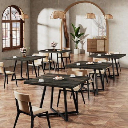 Tribesigns Square Dining Table Set of 4, 31.5" Industrial Dinner Table with Metal Base, Kitchen Table for Dining Room, Small Space, Apartment, Rustic Brown & Black (Chairs are not Included)