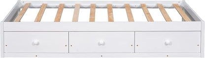 Merax Wood Captain's Platform Storage Bed with 3 Drawers,Classic Bed Frame No Box Spring Needed Twin, White