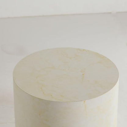 Nesting Round Coffee Table Set of 2, Accent End Table for Small Spaces, Morden Drum Side Table, Wooden Circle Center Table for Living Room, Fully Assembled - Faux Marble