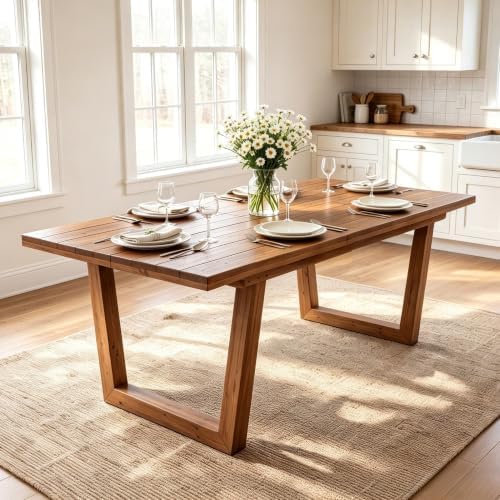 chairus 55"-71" Extendable Pine Wood Dining Table for 4-8 People, Walnut