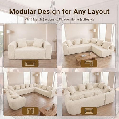 Claiks 142" Cloud Boneless Couch, Modular Sectional, Beige