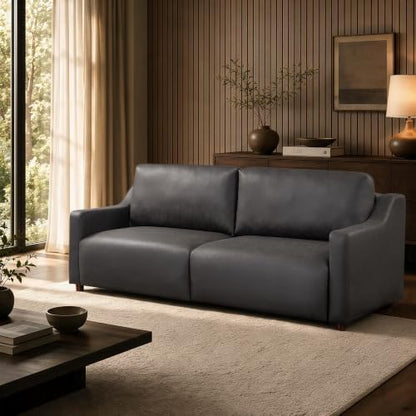 Serta Glendale 90.2" Queen Size Wall-Hugging Convertible Sofa, Dreamcoil Comfort, Vegan Suede Fabric, Charcoal