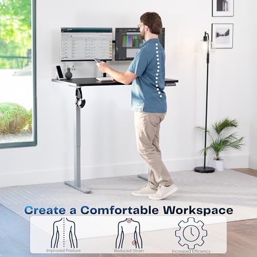 VIVO Electric Standing Desk, Solid 1-Piece 48" x 30" Black Top