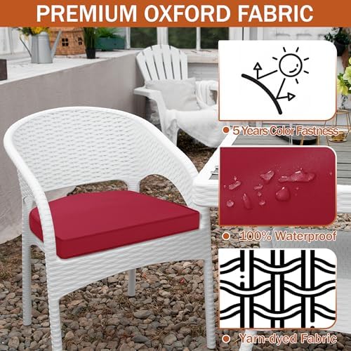 Outdoor Chair Cushions Set of 4, 17 x 16 Inch Waterproof Seat Pads