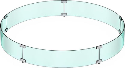 Skyflame 47" Round Fire Pit Glass Wind Guard, Thick & Clear Tempered Glass Fire-Resistant Wind Screens with Bracket & Feet, for Outdoor Fire Table/Fire Pit Pan