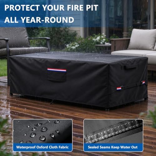 Outdoor Rectangular Fire Pit Cover for 56 Inch Firepit Table,56"Lx27"Wx15"H