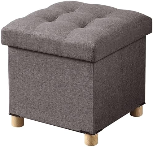 BRIAN & DANY Ottoman with Storage, Square Small Storage Ottoman Foot Rest with Legs, Ottomans Foot Stool for Dorm, Living Room, Entryway 15"x15"x15" (Brown)