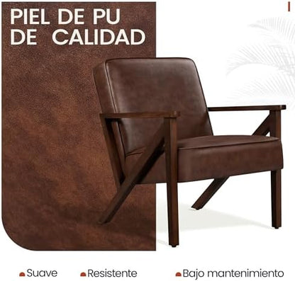 Yaheetech Mid-Century Accent Chairs Set of 2, Dark Brown
